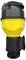 Yellow and black industrial plug with a knurled grip. Suitable for heavy-duty machine connections.