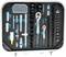 A tool case with various socket inserts and ratchets. Tools are neatly laid out in foam padding.