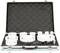 A case with various hole saws and accessories, neatly arranged in padded compartments. Contains saw blades and attachments.