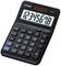 A black calculator with a large display shows the number sequence '12345678'. It has buttons for basic arithmetic operations and tax calculations.