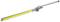 Long-handled hedge trimmer with yellow blade and grey handle, suitable for cutting high or hard-to-reach hedges.