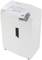 'White paper shredder with shredded paper strips visible on top. Marked with "HSM" on the front.'