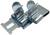 Metal clip with two curved hooks and a rectangular mounting hole, suitable for fastening to a surface.