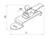 Technical Drawing of a Metal Clip with Dimensions: Length (L), Width (W), Height (H). The clip has a curved shape.