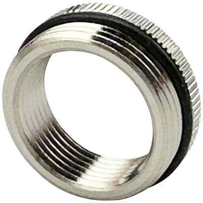 Metal adapter ring with a ribbed edge, used for connecting hoses or pipes.