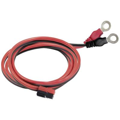 A cable with red and black cores and ring terminals at one end, suitable for connection to battery terminals or similar applications.