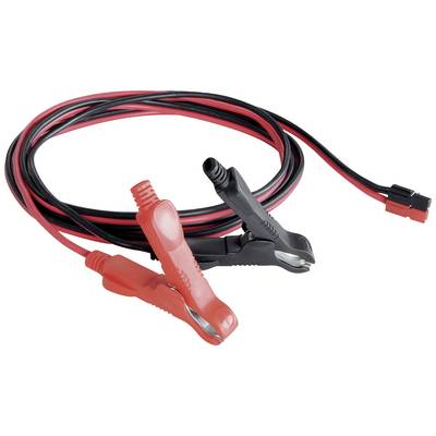 A pair of red and black jump leads with clamps for bridging car batteries, shown coiled up.