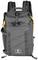 A grey rucksack with yellow accents and multiple straps. The print displays 'Vanguard'. Suitable for outdoor activities.