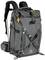 Grey, sturdy hiking rucksack with multiple straps and pockets. Adjustable shoulder straps and side attachments are visible.
