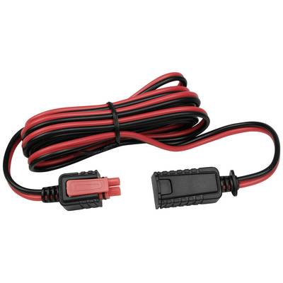 Red and black cable with matching plugs that can be connected. Suitable for chargers or similar applications.