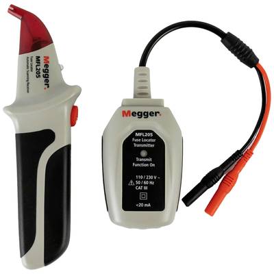 Electronic device for security localisation with two components: a handheld device on the left and a transmitter on the right with cables.