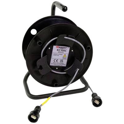 'Cable drum with two plug connectors, black housing, marked 'Megger KC100C', product identifications on the front side.'