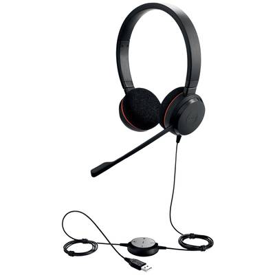 Jabra Evolve 20 PC  On-ear headset Corded (1075100) Stereo Black Microphone noise cancelling Headset, Volume control