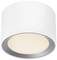 White cylindrical ceiling light with a warmly glowing LED module on its underside.