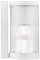 White, cylindrical outdoor light with fluted glass elements that diffuse light evenly.