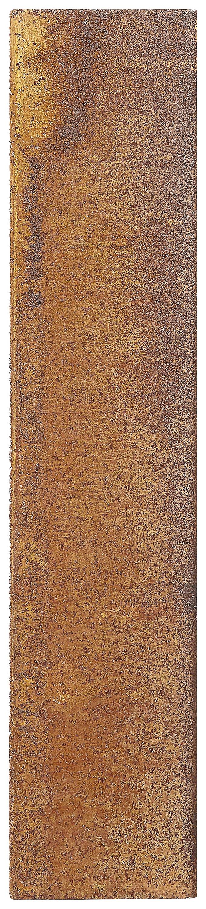 A rusty metal sheet, consistently rust-brown in colour, with an irregular surface texture.