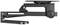 A black, adjustable monitor arm with a rotating joint and a sturdy desk mounting mechanism.