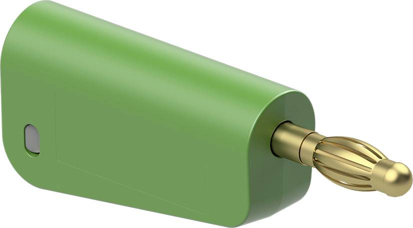 A green adapter with a gold-plated connector.