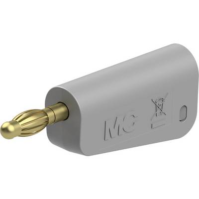 A golden, spiral-shaped plug is attached to a grey, rectangular housing marked with the letters 'MC' and a symbol.