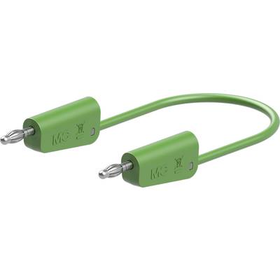 Green cable with two plugs on each end, suitable for electronic connections or wiring.