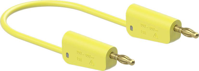 Yellow power cable with two connectors at the ends, suitable for electrical testing equipment.