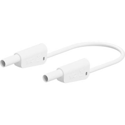 'White cable connection with two plugs and a round, flexible lead.'