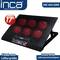 The laptop cooler 'INCA INC-601 GMS' with 17-inch compatibility contains five fans, each 70 mm in size, with a speed of 2500 RPM.