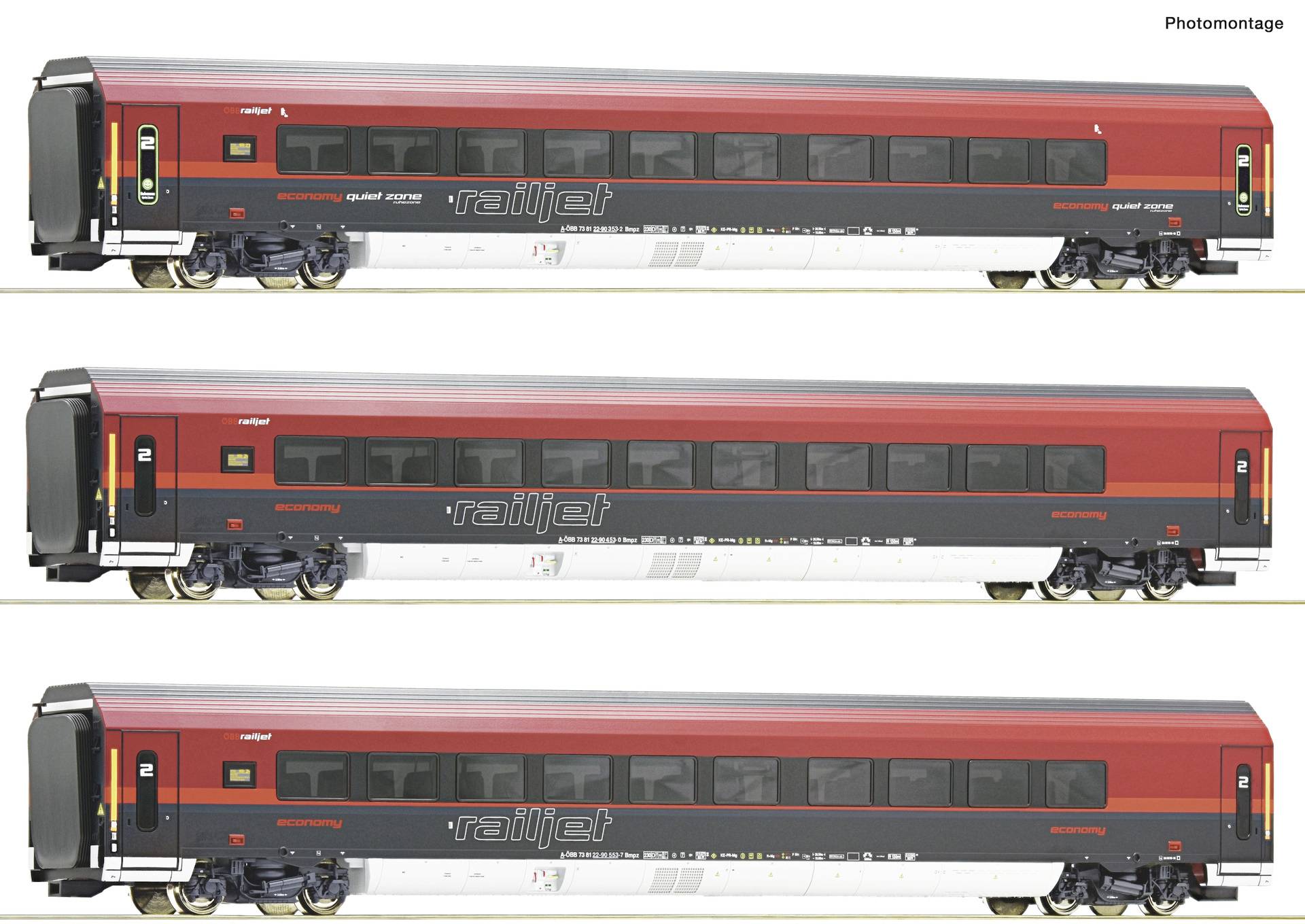 Roco 74040 H0 3pc set Railjet of OeBB