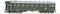 A historic, green passenger carriage of Deutsche Bahn with the 'DB' inscription, shown from the side.