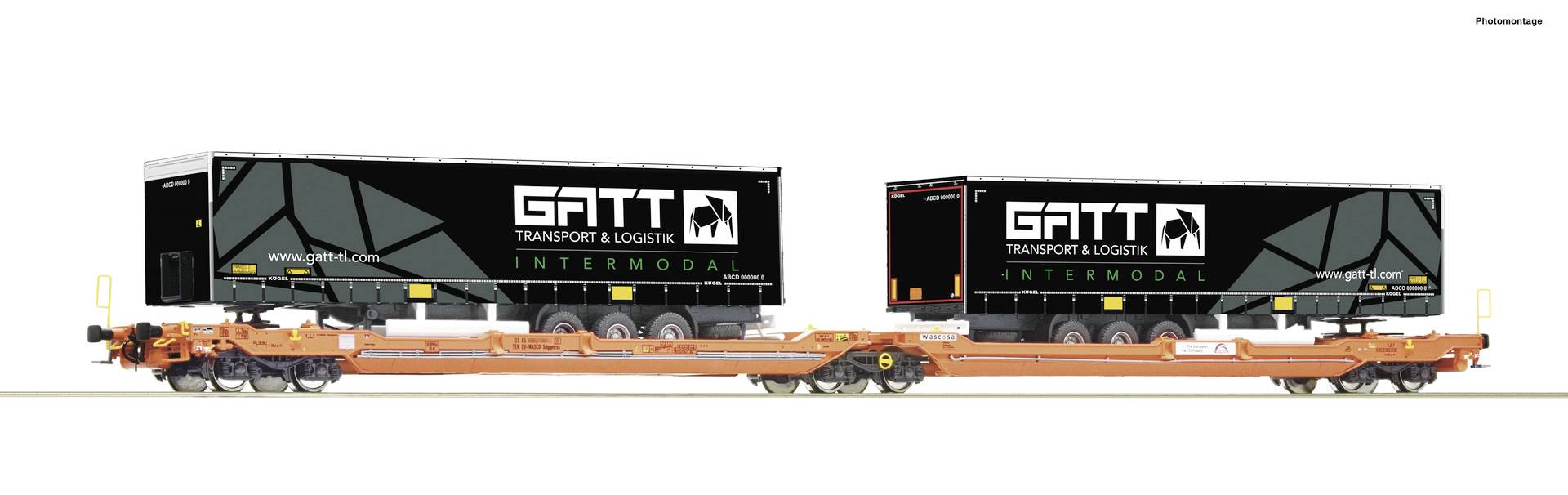 Roco 77403 H0 Double-pocket articulated wagon T3000e of Wascosa