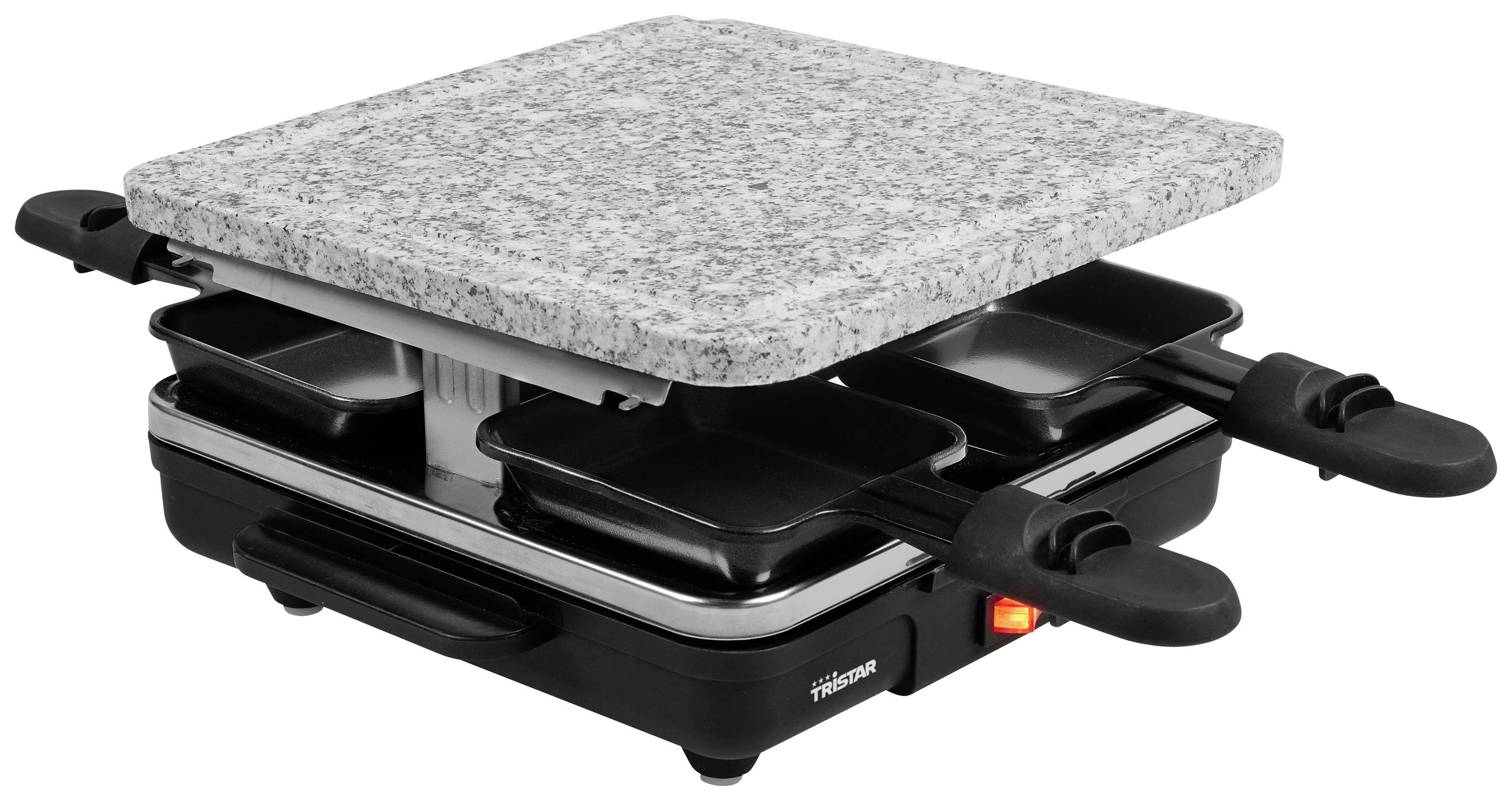 Tristar RA-2745 Raclette Non-stick coating, Indicator light, 4 pannikins, with hot stone Black, Grey