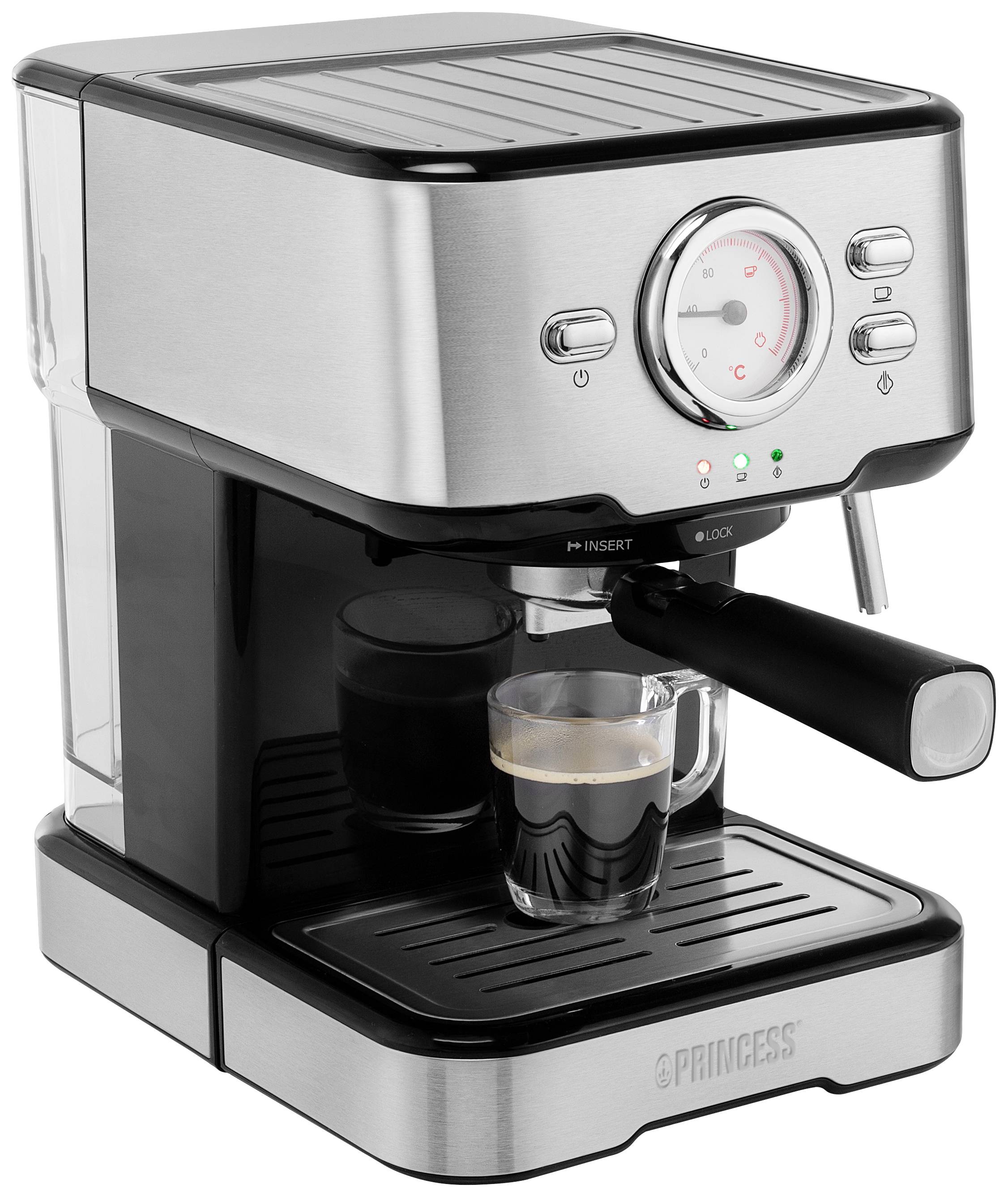 Princess 249415 01.249415.01.001 Capsule coffee machine Silver, Black incl. frother nozzle, incl. cup warmer