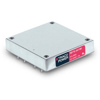 A rectangular electronic component by Traco Power, designated as 'TEP 75-2411WI'. It features input/output port connections.