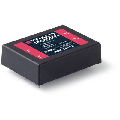 Black power supply module with the inscription 'Traco Power'. Rectangular shape, suitable for converting alternating current to direct current.