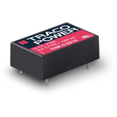 A black rectangular transformer with the inscription 'TRACO POWER'. Voltage input 4.5-9 VDC, output 2.3 VDC/1000 mA. Model THM 3-0510.