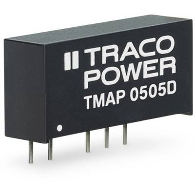 A black electronic component with the inscription 'TRACO POWER TMAP 0505D' and five metallic pins at its base.