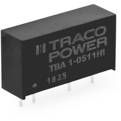 Black, rectangular electronic component with the inscription 'TRACO POWER TBA 1-0511HI' and four metal pins on the underside.