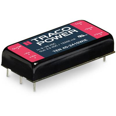 'Traco Power Module TEN 40-2410WIE with voltage range: Input: 9-36 VDC, Output: 3.3 VDC/12,200 mA. On/Off and Trim switches available.'