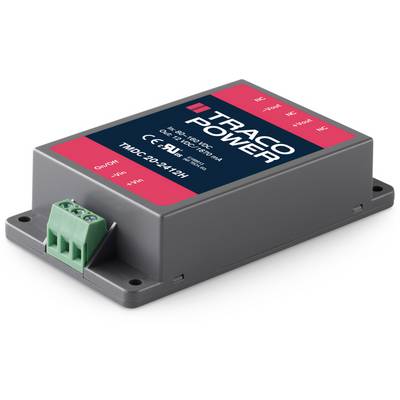 DC converter from TRACO Power, model TMDC 20-24112H. Converts 24 V DC to a regulated 12 V DC output.