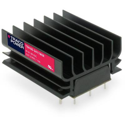 'Black heatsink with TRACO POWER logo and model number TEN 60-2411WIR. Suitable for power supplies: Input 9-36 VDC, Output 5 VDC/12 A.'