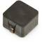 Small square black electronic component, most likely an inductor, with a silver connection on the side.