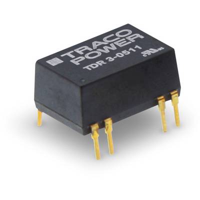 A black, rectangular electronic component with the inscription 'TRACO POWER TDR 3-0511'. Six golden contacts visible.