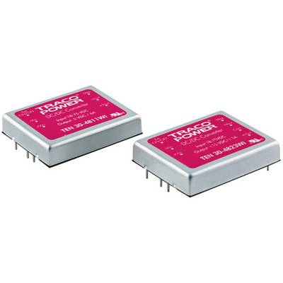 Two silver Traco Power DC/DC converters with red labelling. Model numbers: TEN 30-4811W and TEN 30-4821W, for industrial applications.