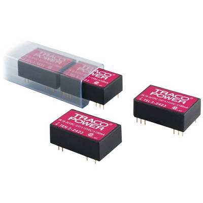 Three red electronic modules with golden pins, labelled 'TRACO POWER', positioned side by side.