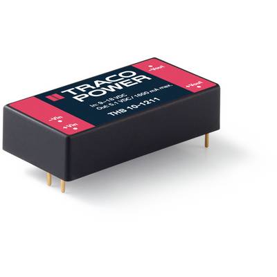 'TRACO POWER' DC-DC converter, Model THB 10-1211, Input 9-18 VDC, Output 5.1 V/DC, max. 1600 mA, rectangular black box with connections.