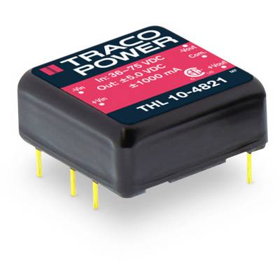 'TRACO POWER' DC-DC Converter Module with Model Number 'THL 10-4821'. Input: 18-75 VDC, Output: 5 VDC, Current: ±1000 mA.