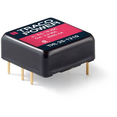 Electronic component with the inscription 'Traco Power'. This is a voltage converter module with input and output specifications.