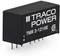 Black electronic TMR 3-1210E converter from Traco Power with pins underneath, suitable for printed circuit board applications.