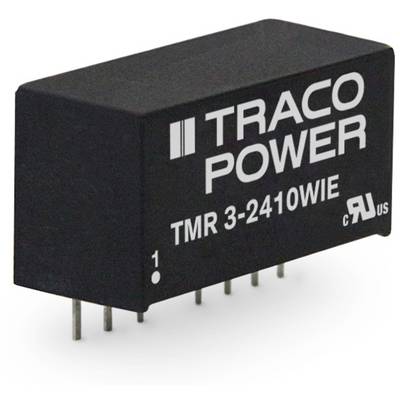 'TRACO POWER' component, typically used for electronic circuits, with pins for printed circuit board mounting. Model number: TMR 3-2410WIE.