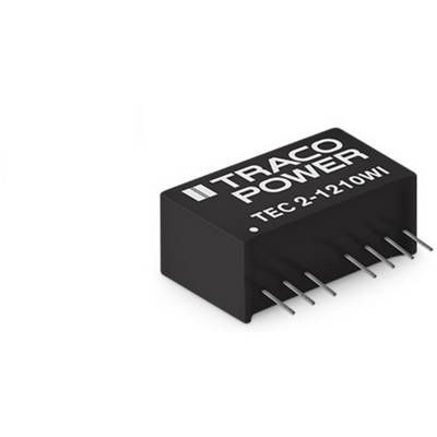 'Schwarzes Traco Power TEC 2-1210WI' voltage converter module with multiple metal pins, side view.